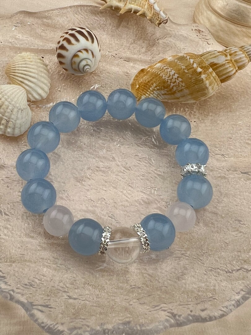 Blue Natural Crystals Glass Beads, Handmade Design Elastic Bracelet MakerPlace by Michaels